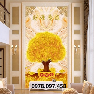 Gạch tranh 3D - tranh cây lộc vàng