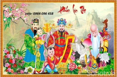 Tranh gạch 3d phúc lộc thọ - VCX87