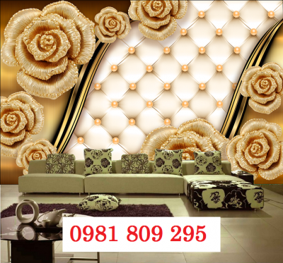 Gạch tranh tường hoa 3d ốp phòng khách HG430