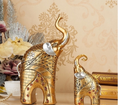 Cặp voi vàng trang trí -  tân cổ điển