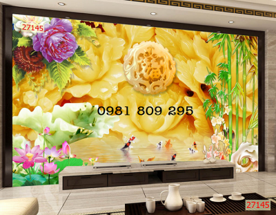 Gạch 3d hoa mẫu đơn đẹp