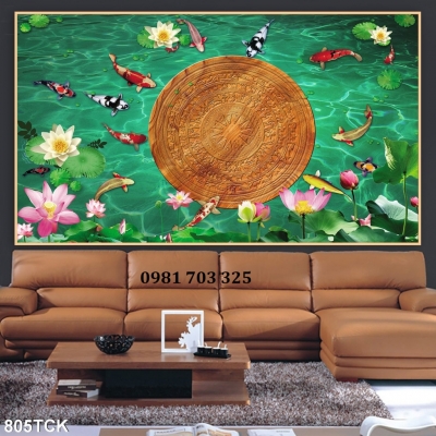 Tranh gạch hình cá chép trang trí