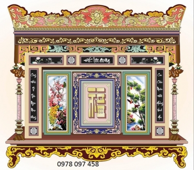Tranh phòng thờ gia tiên - gạch tranh 3D