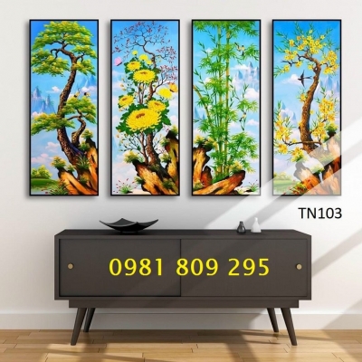 Tranh tứ quý , tranh gạch trang trí mới 3d