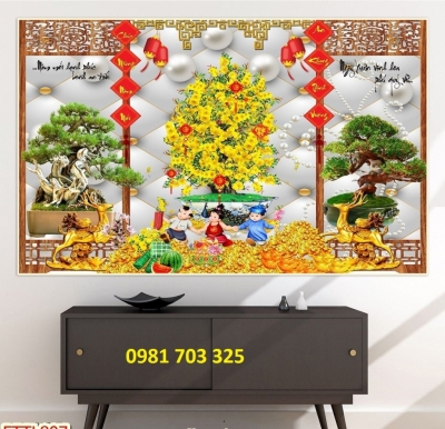 Tranh hoa mai trang trí tường, gạch tranh