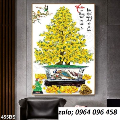 Tranh gạch 3d hoa mai dán tường - CB533