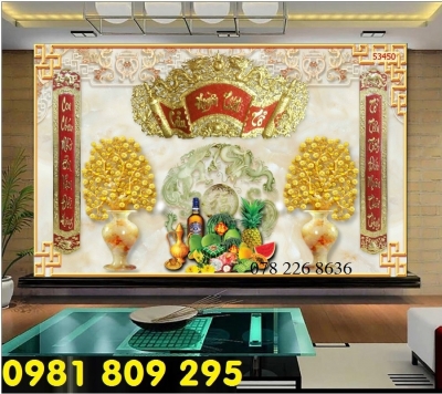Phòng thờ - tranh gạch men 3d ốp tường