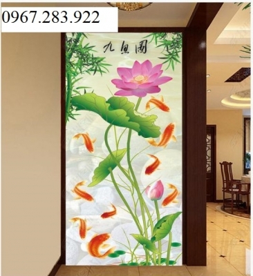 Tranh gạch- Tranh hoa 3D khổ dọc