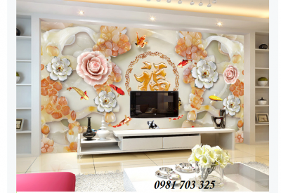 Tranh gạch men hoa 3D trang trí phòng