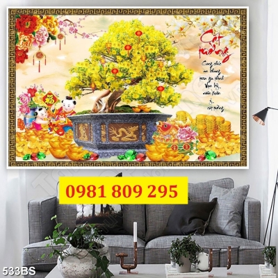 Gạch tranh cây mai , hoa mai