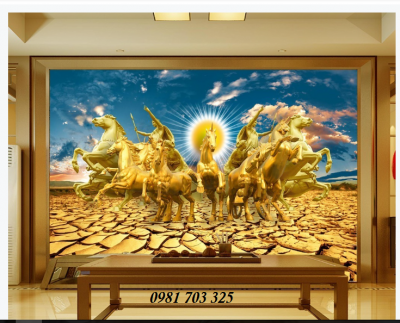 Tranh ngựa 3D- gạch men 3D phong thủy ốp tường