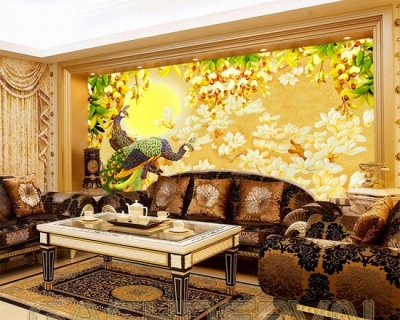 Tranh gạch 3d ốp tường chim công - 600CVV