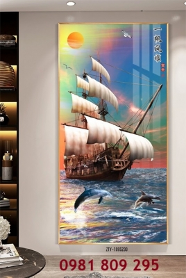 Tranh gạch cảnh thuyền buồm Hn8832