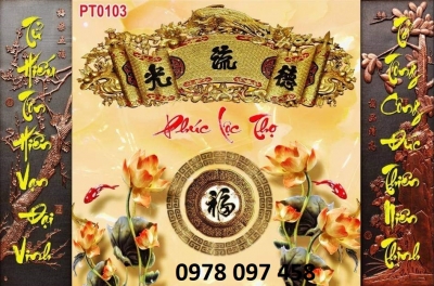Gạch tranh 3D - phòng thờ gia tiên