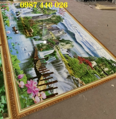 Gạch tranh phong cảnh thác nước ảnh thực tế HP822
