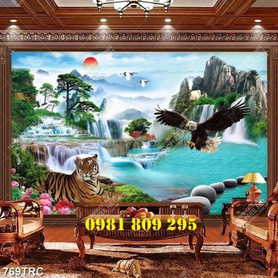 Tranh con hổ  , tranh gạch phong thủy ốp tường HP456