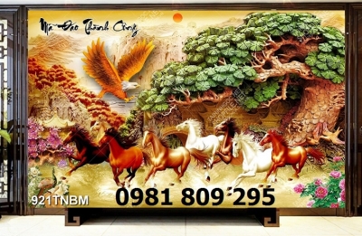Tranh mã đáo thành công , tranh gạch ngựa 3d HP646