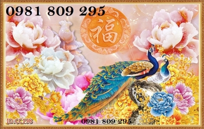 Tranh gạch 3d chim công đẹp