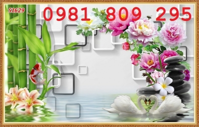 Tranah 3d hoa mẫu đơn , gạch 3d ốp tường