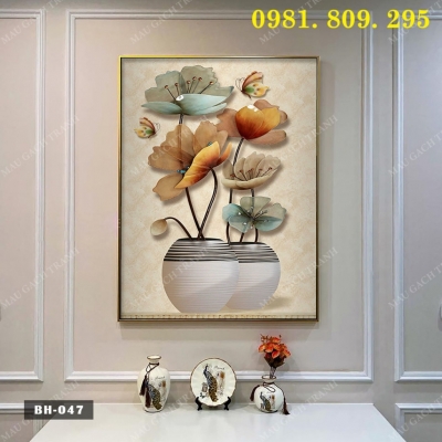 Tranh 3d bình hoa nghệ thuật- gạch tranh GK999