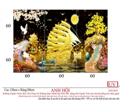 Tranh gạch men thuyền buồm vàng