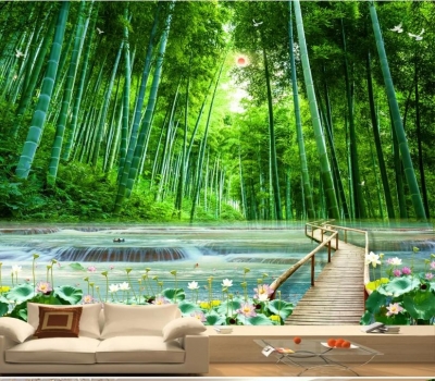 Tranh gạch 3d phong cảnh tre trúc - 600MN