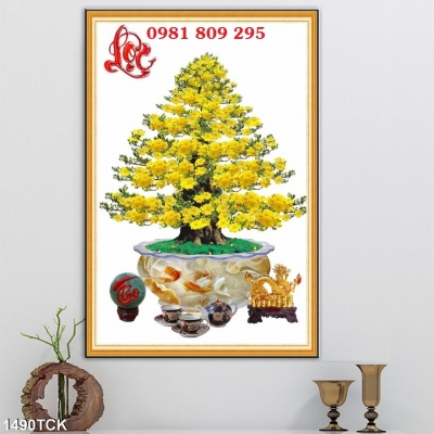 Gạch men ốp tường trang trí hoa mai vàng