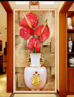 Tranh gạch 3d bình hoa - gạch tranh 3d - 765XN