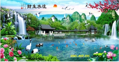 tranh gạch 3d, tranh phong cảnh làng quê