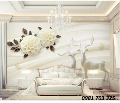 Tranh 3D trang trí phòng khách- gạch tranh ốp tường đẹp