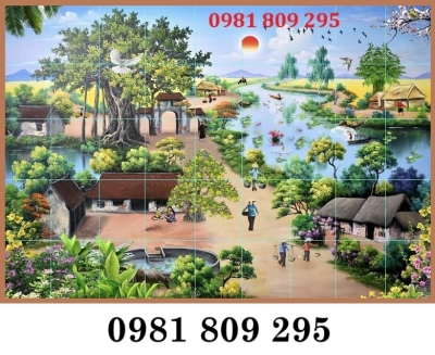 Tranh 3d làng quê , gạch tranh 3d cảnh làng quê trang trí