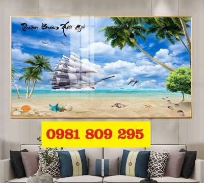 Tranh gạch 3d thuyền buồm
