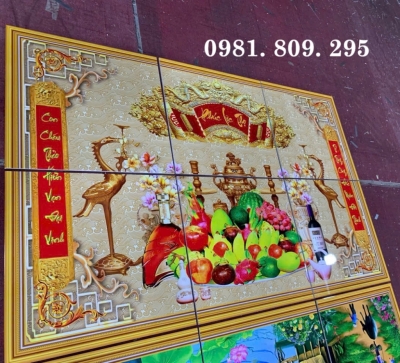 Tranh phòng thờ , gạch tranh 3d câu đối
