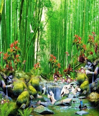 Tranh gạch 3d phong cảnh tre trúc - 600MN