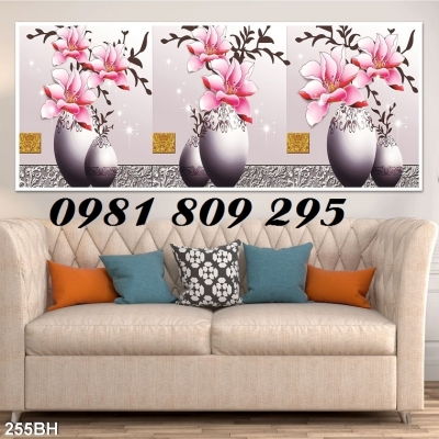 Gạch tranh 3d bình hoa ốp tường bếp