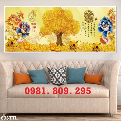 Gạch phong thủy , tranh gạch cây kim tiền