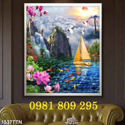 Gạch tranh 3d thác nước khổ đứng HGG4