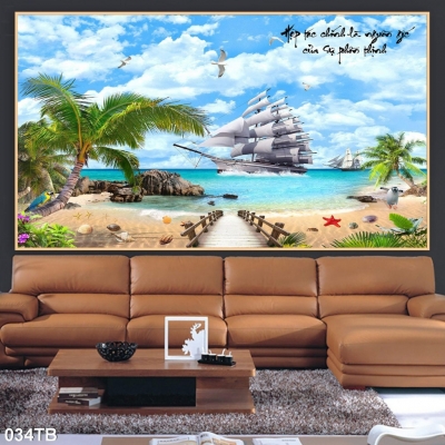 Tranh 3D- Tranh gạch thuận buồm xuôi gió