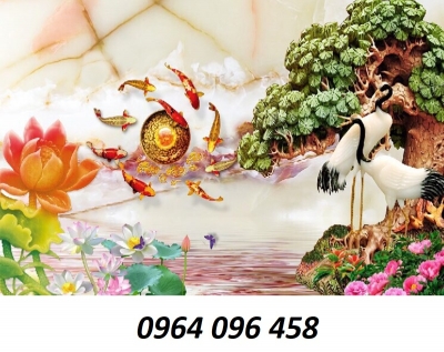 Tranh gạch 3d cửu ngư quần hội - DVV322