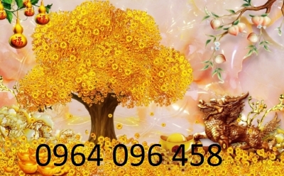 Tranh gạch 3d ốp tường cây tiền vàng - XCX544