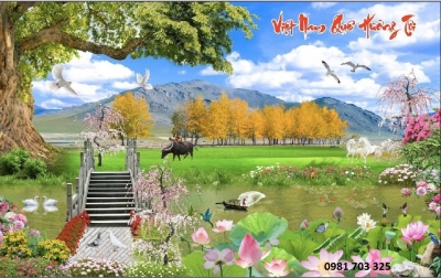 Tranh đồng quê- gạch tranh phong cảnh
