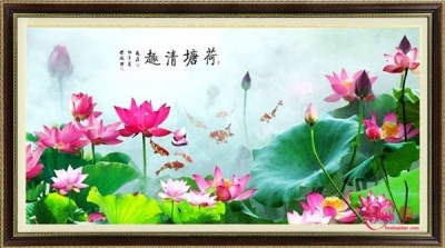 Tranh gạch 3d hoa sen - gạch tranh 3d hoa sen - KHF44