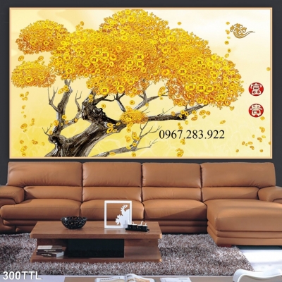 Tranh 3d gạch men trang trí- Tranh kim tiền 3d