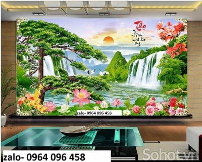 Tranh gạch 3d phong cảnh đồng quê sông núi - 145cv