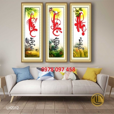 Tranh dán tường phòng khách - tranh thư pháp