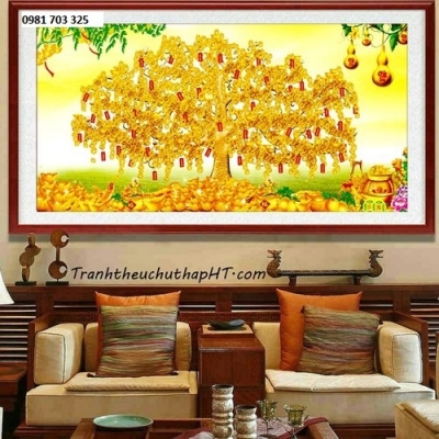 Tranh gạch cây kim tiền