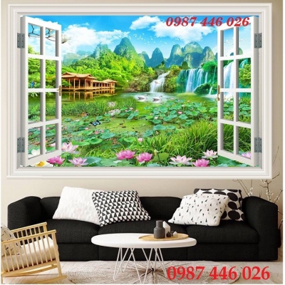 Gạch ốp tường tranh gạch 3d cửa sổ HP7272
