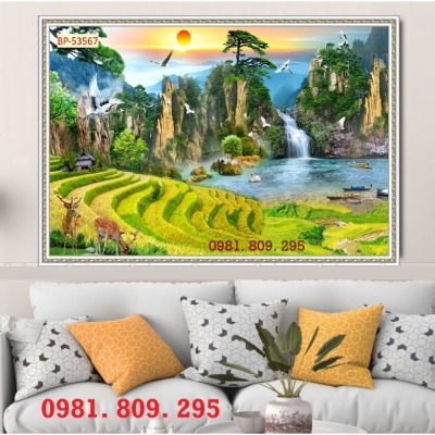 Tranh ốp tường , gạch tranh ruộng bậc thang đẹp