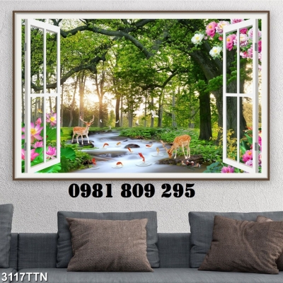 Tranh gạch cửu sổ 3d đẹp HN8383