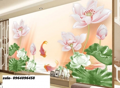 Tranh gạch 3d hoa sen - gạch tranh 3d ốp tường - CVBN75